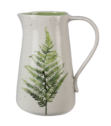 Ceramic Botanical Fern Pitcher/Vase Perspective: front