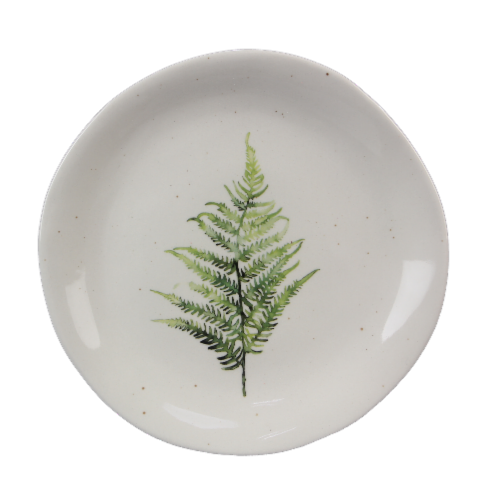 Ceramic Botanical Fern Snack Plate 4 Piece Set Perspective: front