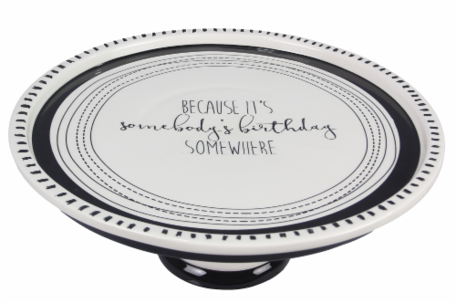 Ceramic Pedestal Cake Plate Somebody's Birthday Perspective: front
