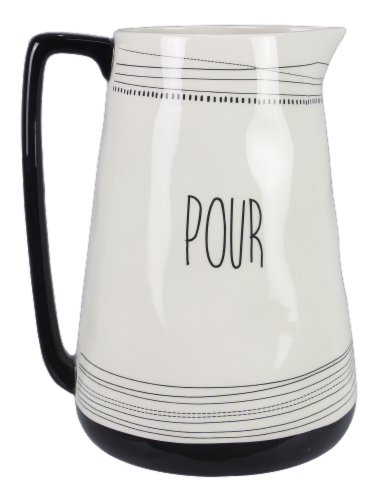 Ceramic Black and White Water Pitcher - Pour Perspective: front