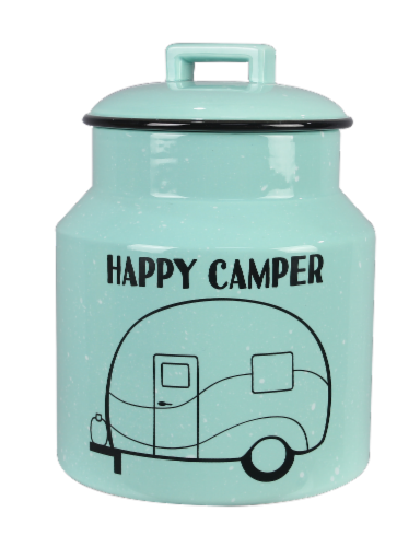 Ceramic Happy Camper Cookie Jar Perspective: front