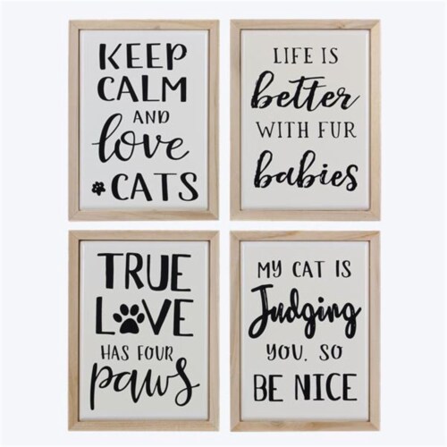 Youngs 21523 Wood Framed Pet Tabletop & Wall Sign, Assorted Color - 4 Piece Perspective: front