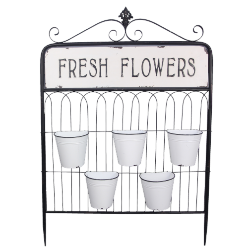 Fresh Flowers Metal Five Pot Hanging Planter Perspective: front