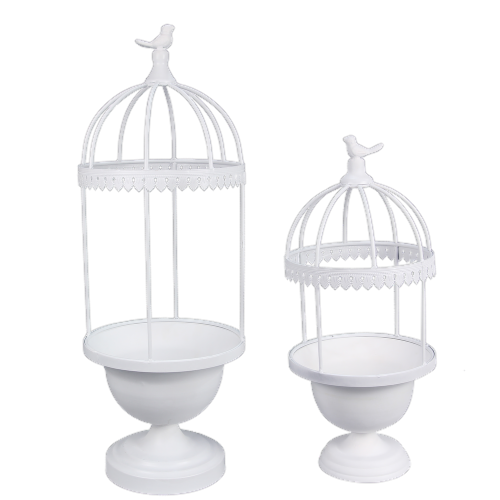 Metal Bird Cage Planter Two Piece Set Perspective: front