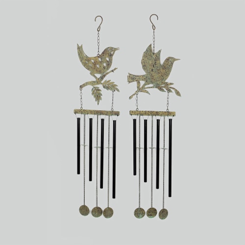 Metal Birds Wind Chime Set of Two Perspective: front