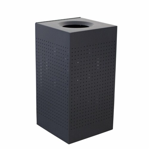Witt CL25-BK Square Waste Receptacle with Perforated Holes, Bag Retainger Bands - Black Perspective: front