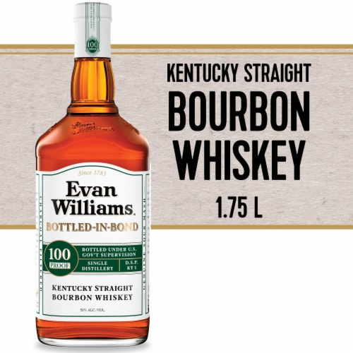Evan Williams White Label Bottled in Bond Kentucky Straight Bourbon Whiskey Perspective: front
