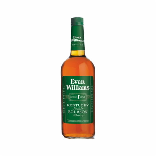 Evan Williams Aged 4 Years Green Label Kentucky Straight Bourbon Whiskey Perspective: front