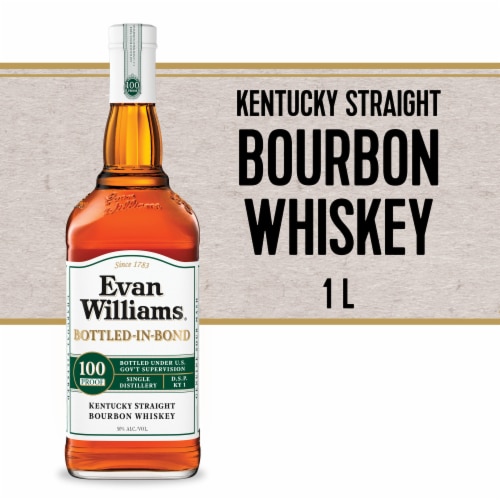 Evan Williams White Label Bottled in Bond Kentucky Straight Bourbon Whiskey Perspective: front