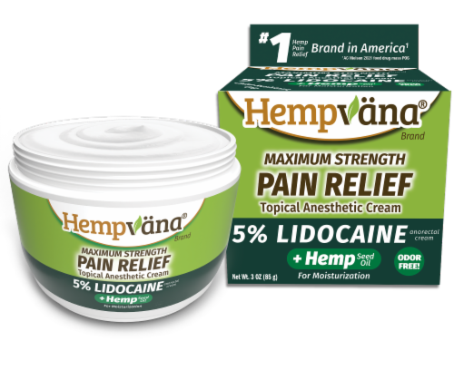 Hempvana® Maximum Strength Pain Relief Topical Anesthetic Cream with Lidocaine Perspective: front