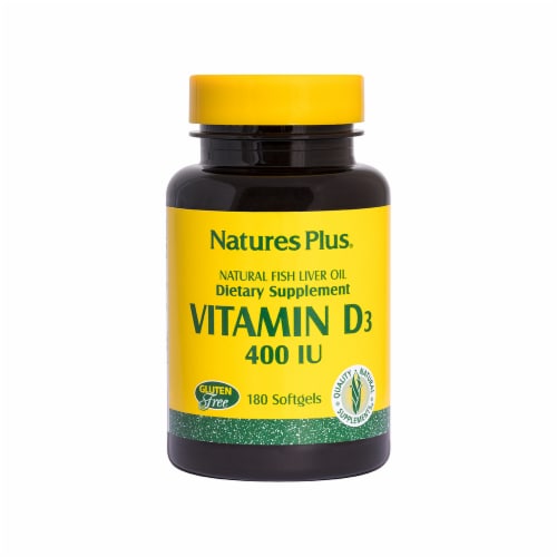 Natures Plus Vitamin D3 Softgels 400 IU 180 Count Perspective: front