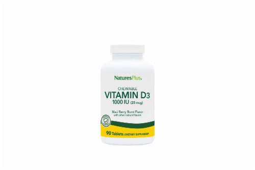 Natures Plus® Vitamin D3 Maui Berry Burst Flavor Chewable Tablets Perspective: front