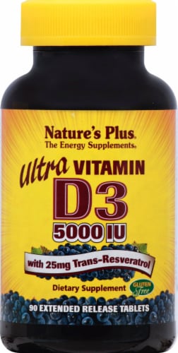 Natures Plus Ultra Vitamin D3 with Trans-Resveratrol Perspective: front