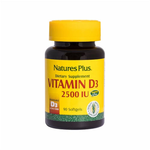Nature's Plus Vitamin D3 Softgels 2500IU Perspective: front