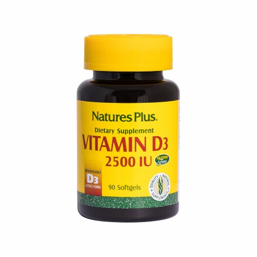 Nature's Plus Vitamin D3 Softgels 2500IU Perspective: front