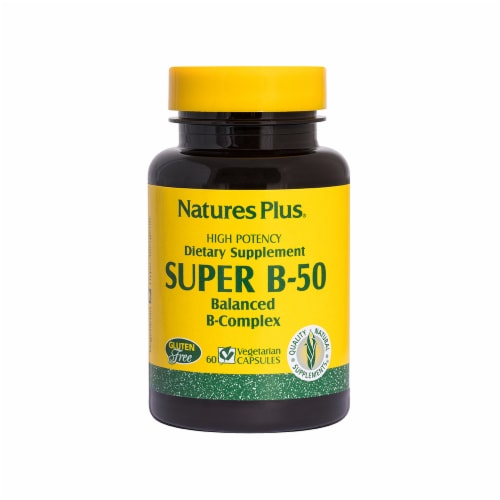 Natures Plus Super B-50 Balanced B-Complex Capsules 60 Count Perspective: front