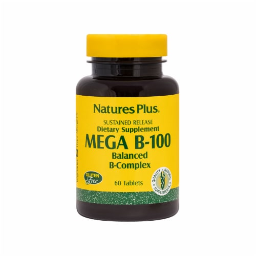 Natures Plus® Sustained Release Mega B-100 Balanced B-Complex Tablets Perspective: front