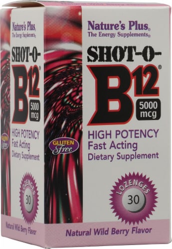 Nature's Plus  Shot-O-B12® Lozenges   Wild Berry Perspective: front