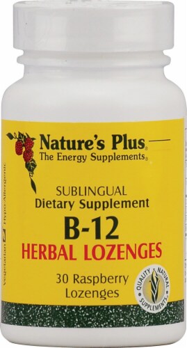 Nature's Plus B-12 Raspberry Herbal Lozenges Perspective: front
