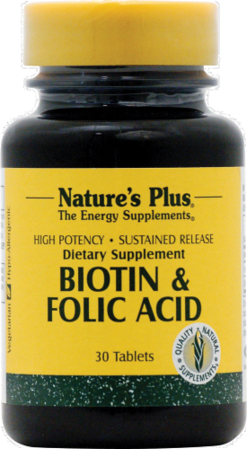 Nature's Plus Biotin & Folic Acid Tablets Perspective: front
