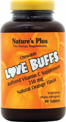 Nature's Plus Love Buffs® Chewable Buffered Vitamin C Natural Orange Dietary Supplement Perspective: front