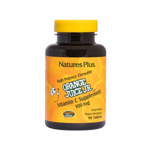 Natures Plus Orange Juice Jr. Vitamin C Tablets 100mg 90 Count Perspective: front