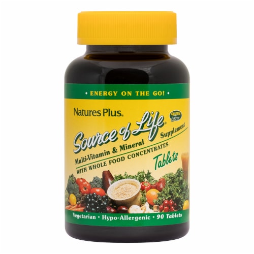 Natures Plus Source of Life Supplement Vegetarian Tablets 90 Count Perspective: front