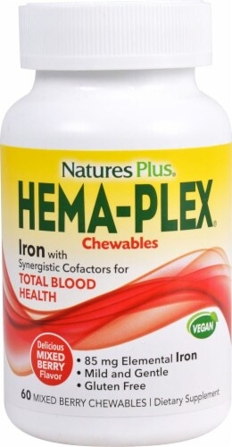 Natures Plus Hema-Plex Mixed Berry Chewables Perspective: front
