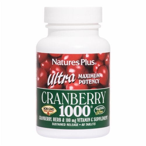 Natures Plus Ultra Cranberry Sustained Release Tablets 1000mg Perspective: front