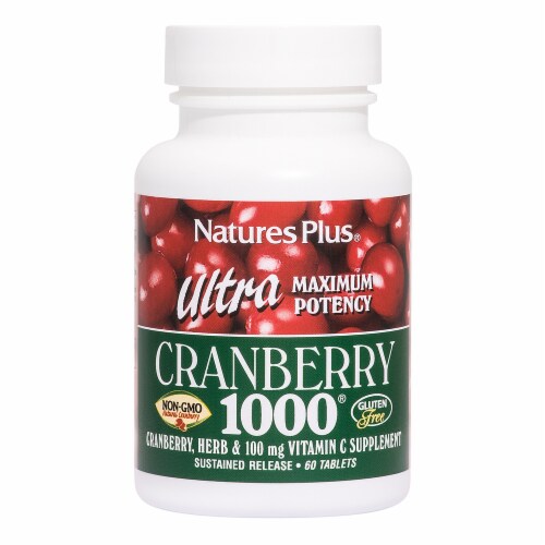 Natures Plus Ultra Cranberry Sustained Release Tablets 1000mg Perspective: front