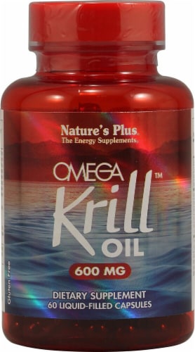 Nature's Plus Omega Krill Oil Liquid Capsules 600 mg Perspective: front