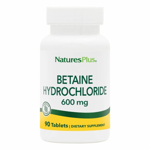 Natures Plus® Betaine Hydrochloride Tablets 600mg Perspective: front