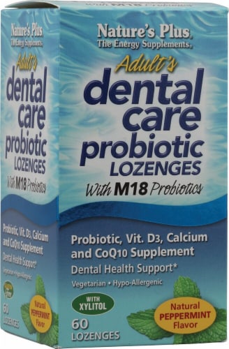 Nature's Plus  Adult's Dental Care Probiotic Lozenges   Peppermint Perspective: front
