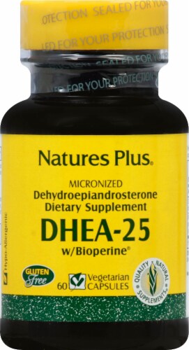 Nature's Plus DHEA-25 with Bioperine® 25mg Capsules Perspective: front
