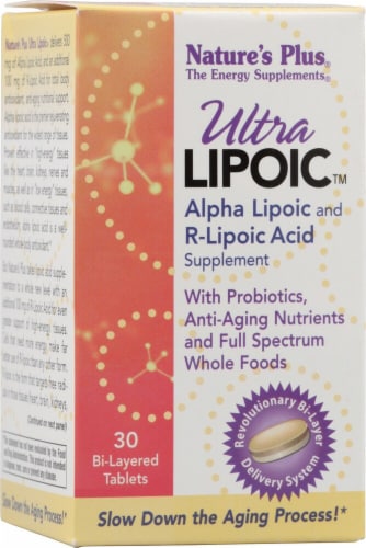 Nature's Plus  Ultra Lipoic™ Alpha Lipoic and R-Lipoic Acid Perspective: front