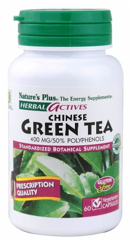 Nature's Plus Herbal Actives Chinese Green Tea Capsules 400 mg Perspective: front