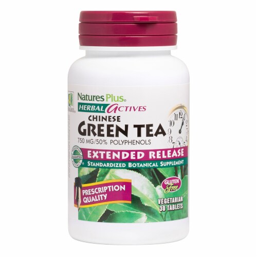 Natures Plus Herbal Actives Green Tea Extended Release Vegetarian Tablets 750mg Perspective: front