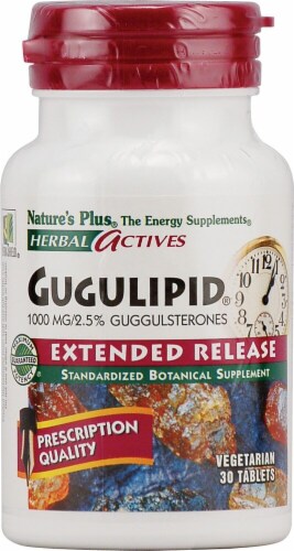 Nature's Plus Herbal Actives Gugulipid Vegetarian Tablets 1000mg 30 Count Perspective: front