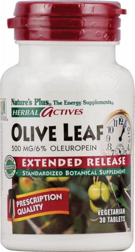 Nature's Plus Herbal Actives Olive Leaf Tablets 500 mg Perspective: front