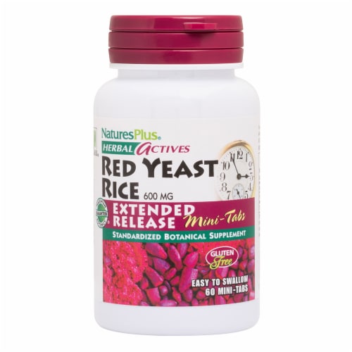 Natures Plus Herbal Actives Red Yeast Rice Mini-Tablets 600mg Perspective: front