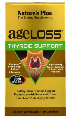 Nature's Plus AgeLoss Thyroid Support Capsules Perspective: front
