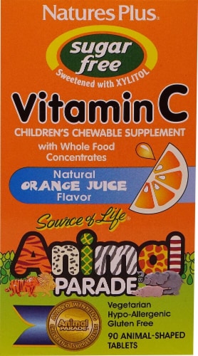 Natures Plus Animal Parade Sugar Free Vitamin C Children's Chewable Tablets 90 Count Perspective: front