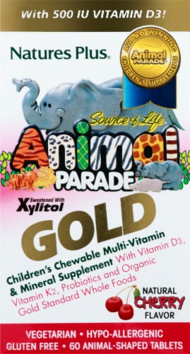 Natures Plus Animal Parade Gold Children's Cherry Multi-Vitamin and Mineral  Chewables, 60 ct - Fred Meyer