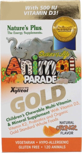 Nature's Plus  Animal Parade® Gold Children's Chewable Multi-Vitamin and Mineral   Orange Perspective: front