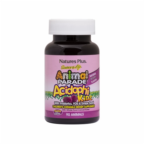 Natures Plus Animal Parade Acidophi Berry Chewable Tablets 90 Count Perspective: front