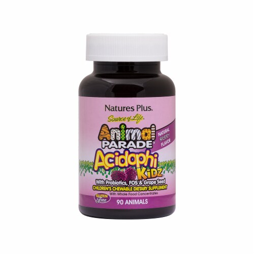 Natures Plus Animal Parade Acidophi Berry Chewable Tablets 90 Count Perspective: front