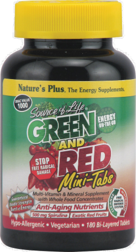 Nature's Plus Green & Red Mini Tabs Perspective: front