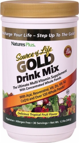 Natures Plus Source of Life® Gold Drink Mix - Tropical Fruit Perspective: front