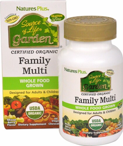 Nature's Plus Source of Life Garden Family Multi Mixed Berry Vegan Chewables Perspective: front