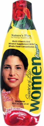 Nature's Plus  Source of Life® Women Multi-Vitamin and Mineral Liquid Supplement   Berry Perspective: front